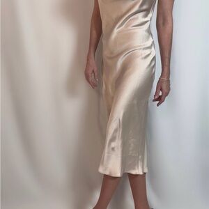 Essue Cream Satin Midi Dress